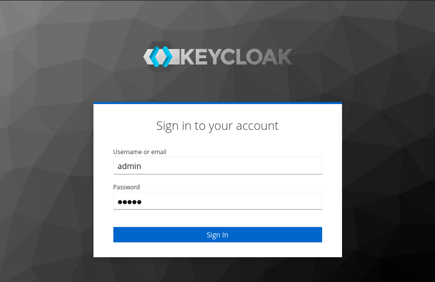 Keycloak login screen